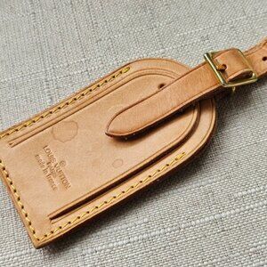 Louis Vuitton Name Tag Genuine Leather Light Brown Tag Authentic Made France Aut